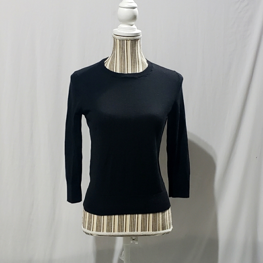 Crew Neck 3/4 Sleeve Pullover Merino Wool Top